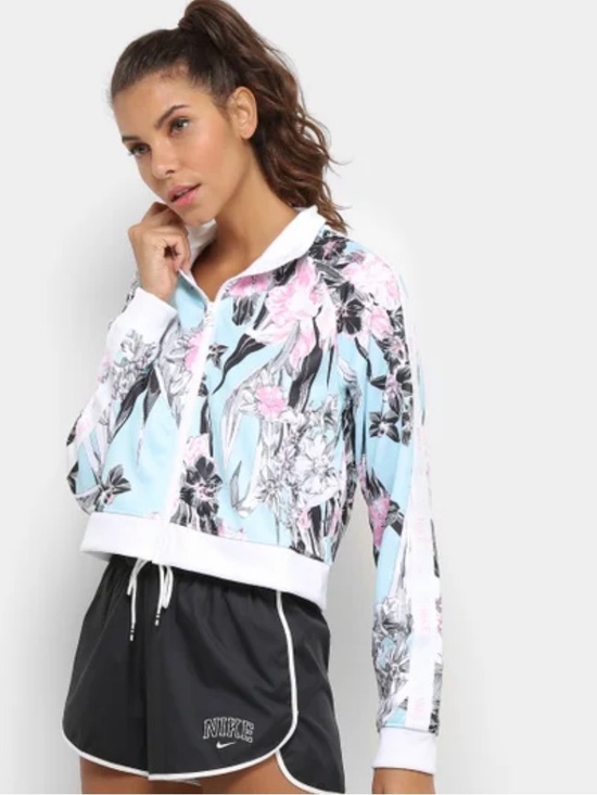 Nike Jackets & Blazers - Nike Women's Floral Jacket - Pink and Black in Size L